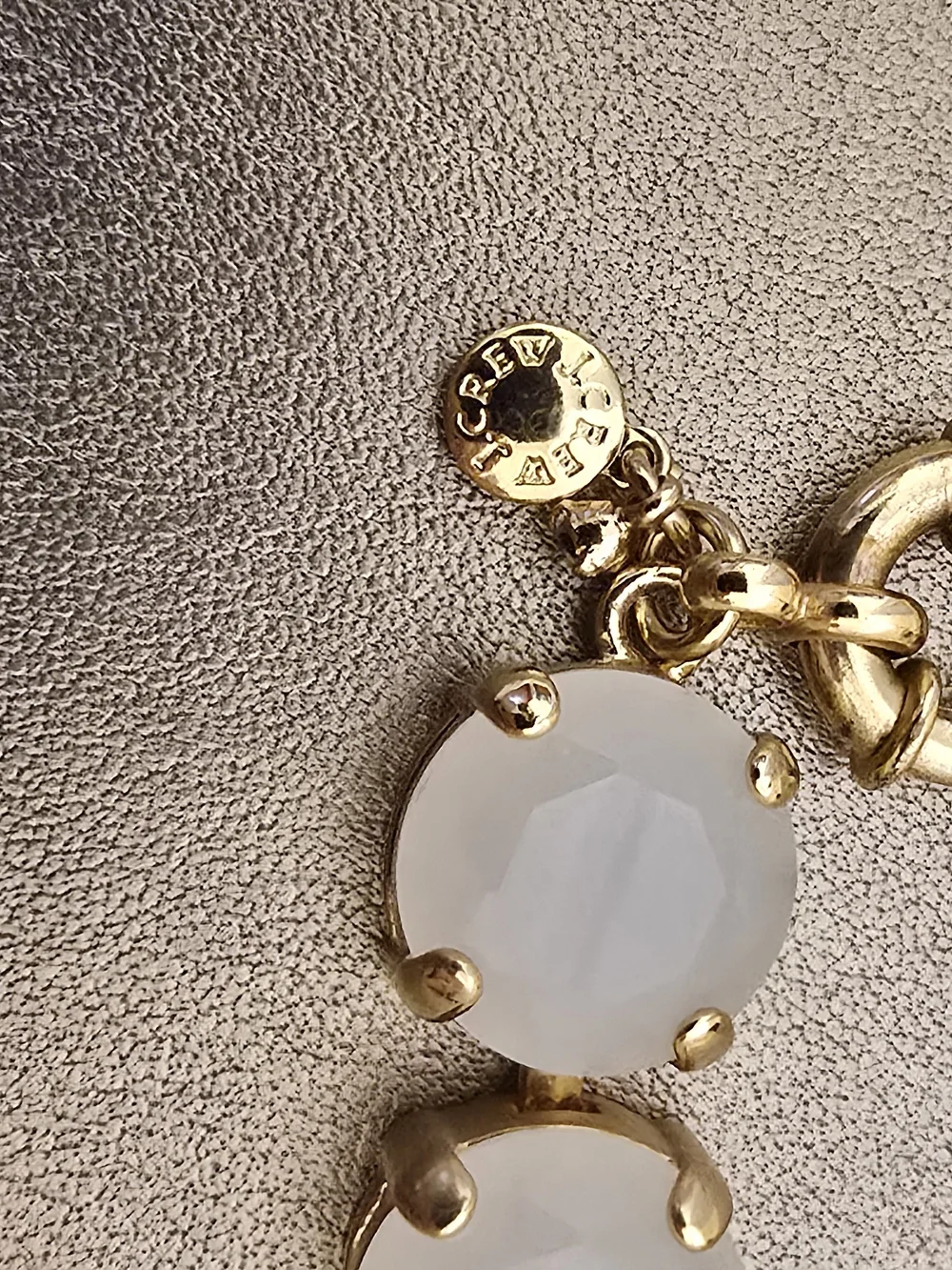 J. Crew Gold Link Bracelet with White Cabochon Stones